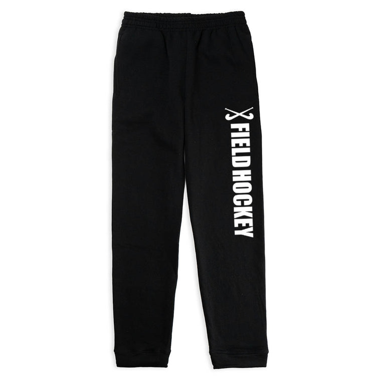 Field Hockey Fleece Sweatpants - Field Hockey With Sticks [Black/Youth X-Large] - SS