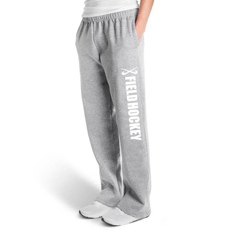 Field Hockey Fleece Sweatpants - Field Hockey With Sticks [Gray/Adult Small] - SS