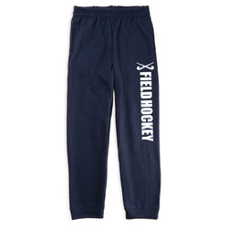 Field Hockey Fleece Sweatpants - Field Hockey With Sticks [Navy/Youth Medium] - SS