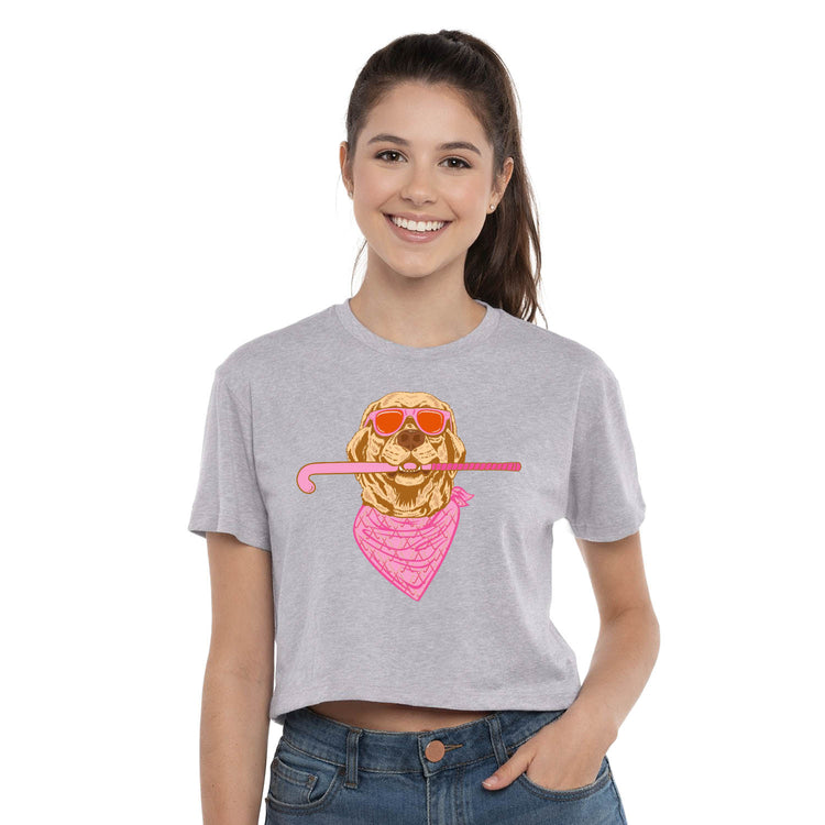 Field Hockey Short Sleeve Crop Tee - Field Hockey Hound (Back Design)