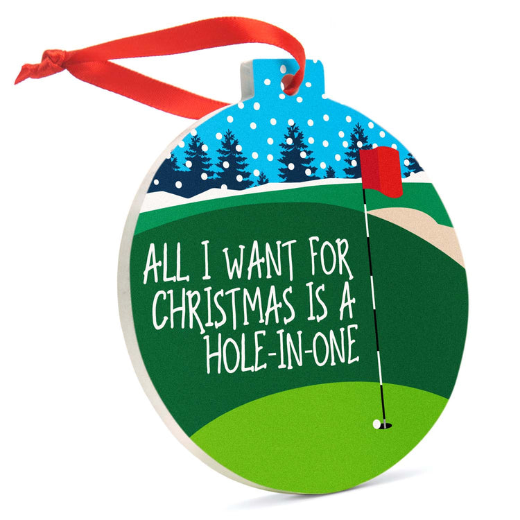 Golf Round Ceramic Ornament - Hole-in-One