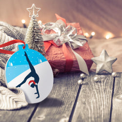 Gymnastics Round Ceramic Ornament - Silhouette