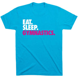 Gymnastics T-Shirt Short Sleeve Eat. Sleep. Gymnastics. [Youth Large/Turquoise] - SS