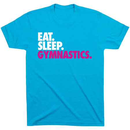 Gymnastics T-Shirt Short Sleeve Eat. Sleep. Gymnastics. [Youth Large/Turquoise] - SS