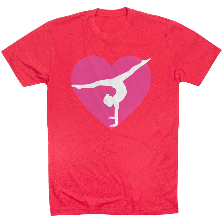 Gymnastics Short Sleeve T-Shirt - Gymnast Heart [Adult X-Large/Red] - SS
