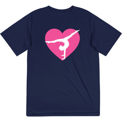 Gymnastics Short Sleeve Performance Tee - Gymnast Heart [Youth Small/Navy] - SS