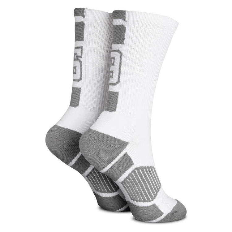 Team Number Woven Mid-Calf Socks - White/Gray