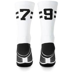 Team Number Woven Mid-Calf Socks - White/Black Stripe - SS