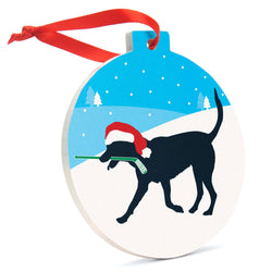 Hockey Round Ceramic Ornament - Hockey Dog