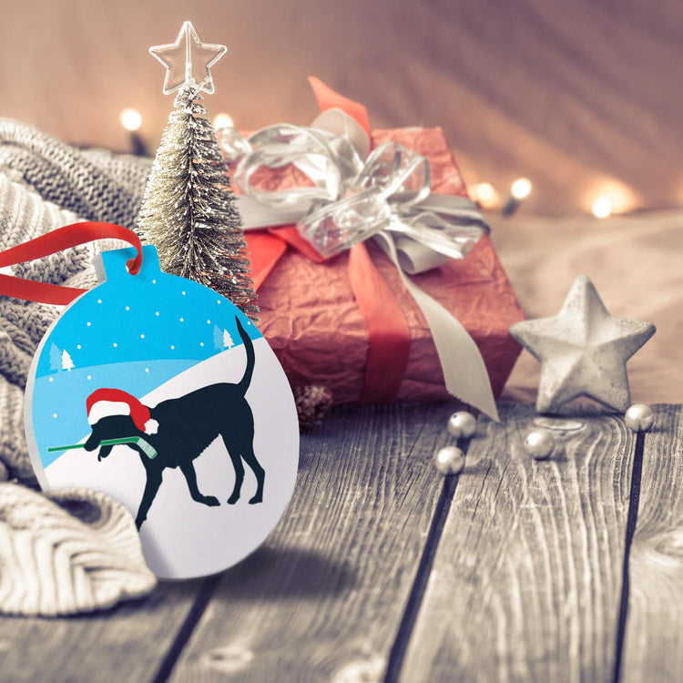 Hockey Round Ceramic Ornament - Hockey Dog