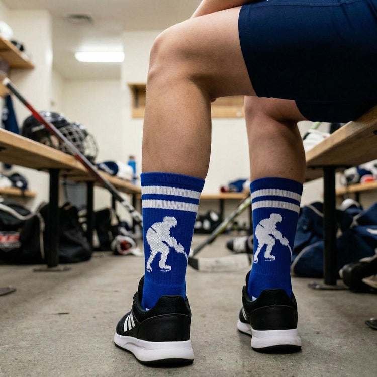 Hockey Woven Mid-Calf Socks - Player (Royal Blue/White)
