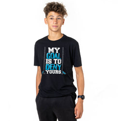 Hockey Tshirt Short Sleeve My Goal Is To Deny Yours Hockey (Blue/Black)