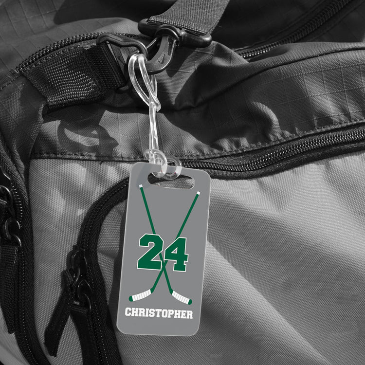 Hockey Bag/Luggage Tag - Personalized Hockey Crossed Sticks