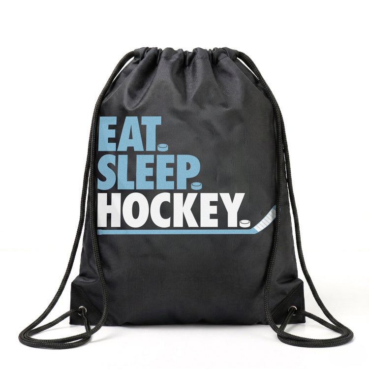 Hockey Drawstring Backpack Eat. Sleep. Hockey.