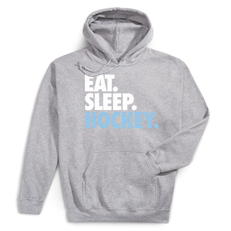 Hockey Hooded Sweatshirt - Eat. Sleep. Hockey. [Gray/Youth Large] - SS