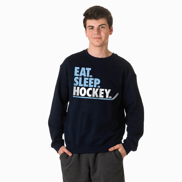 Hockey Crewneck Sweatshirt - Eat Sleep Hockey (Bold)