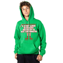 Hockey Hooded Sweatshirt - Hockey's My Favorite [Green/Adult Small] - SS