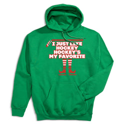 Hockey Hooded Sweatshirt - Hockey's My Favorite [Adult Large/Green] - SS