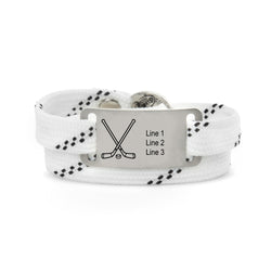 Adjustable Hockey Lace Bracelet With Slider - Personalized Crossed Sticks