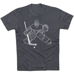 Hockey Short Sleeve T-Shirt - Hockey Goalie Sketch [Charcoal/Adult XX-Large] - SS