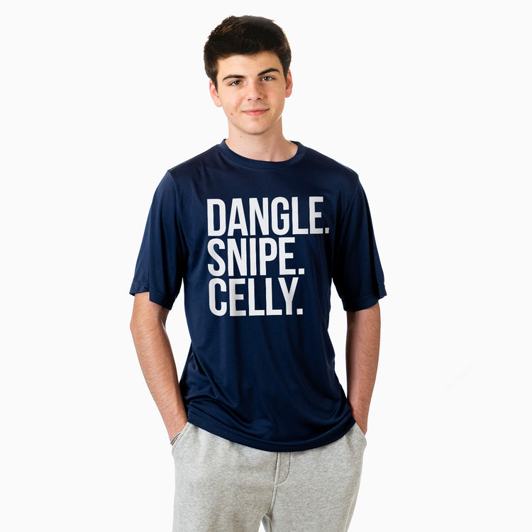 Hockey Short Sleeve Performance Tee - Dangle Snipe Celly Words