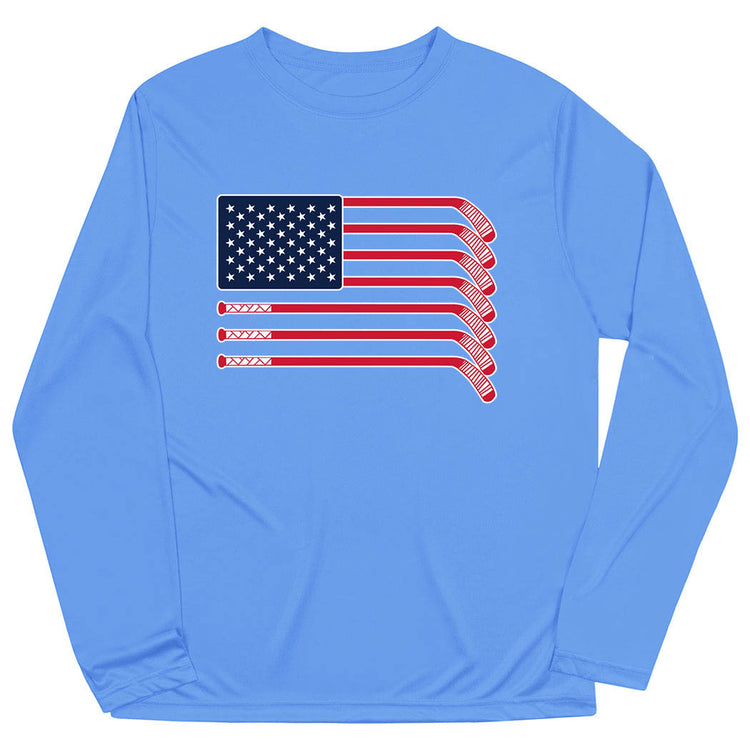 Hockey Long Sleeve Performance Tee - American Flag