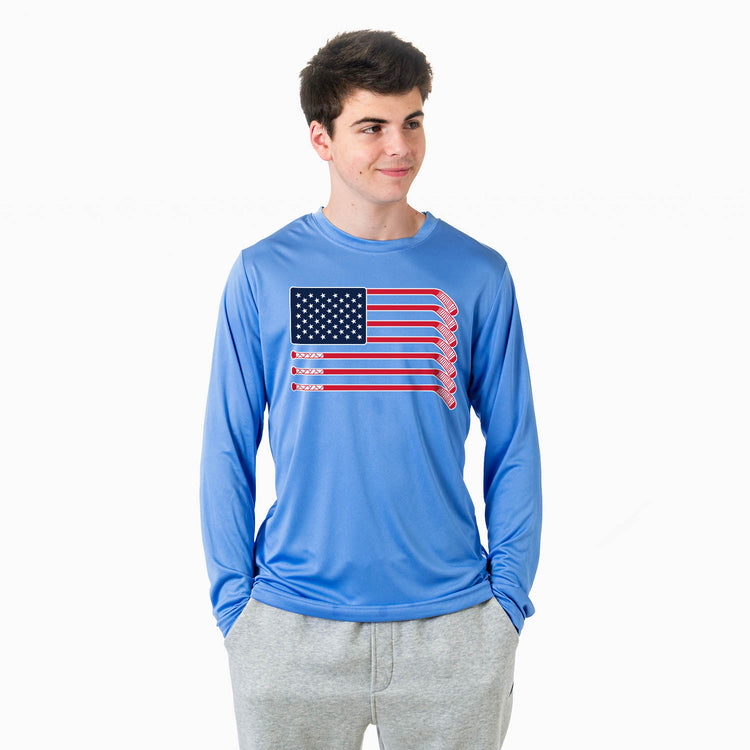 Hockey Long Sleeve Performance Tee - American Flag
