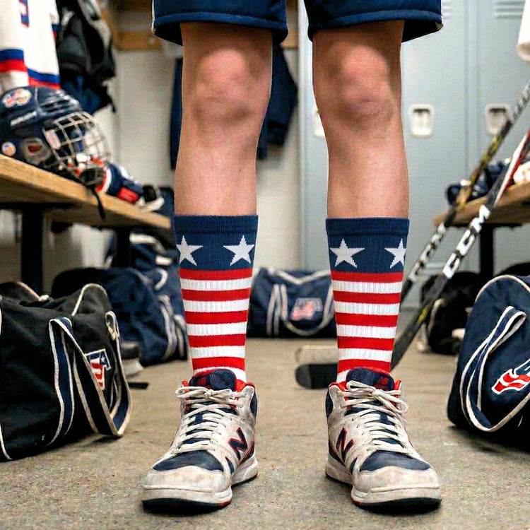 Hockey Woven Mid-Calf Socks - Patriotic