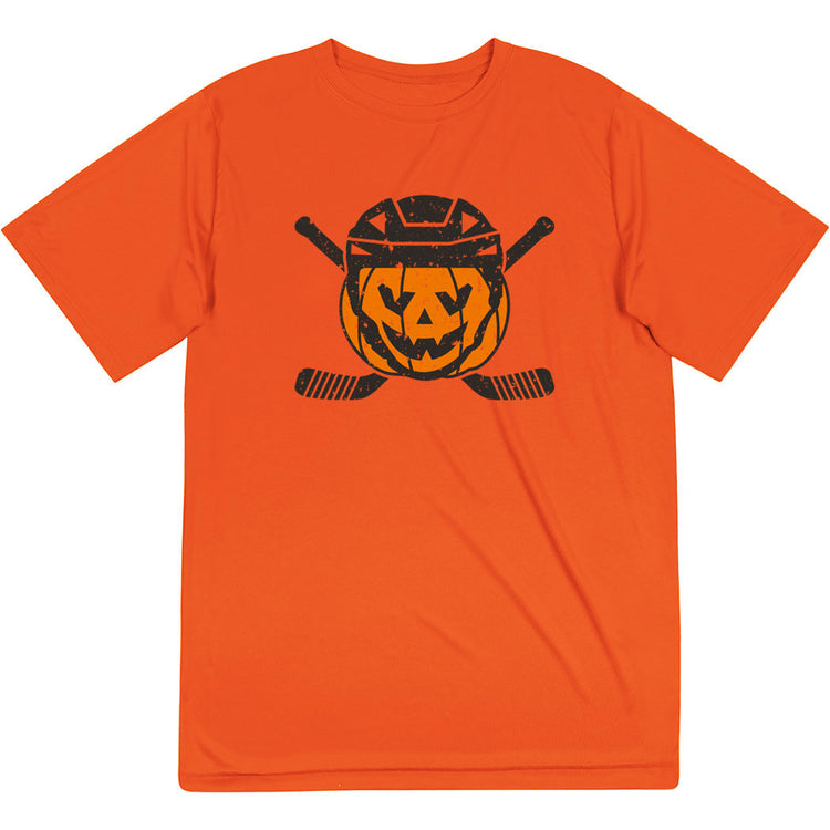Hockey Short Sleeve Performance Tee - Helmet Pumpkin