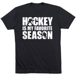 Hockey Short Sleeve T-Shirt - Hockey Is My Favorite Season [Youth X-Large/Black] - SS
