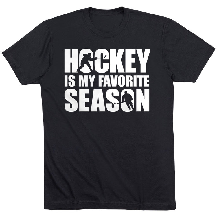 Hockey Short Sleeve T-Shirt - Hockey Is My Favorite Season [Youth X-Large/Black] - SS