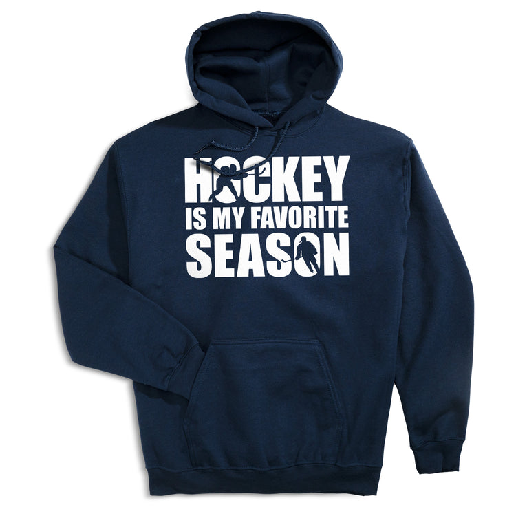 Hockey Hooded Sweatshirt - Hockey Is My Favorite Season [Youth Medium/Navy] - SS