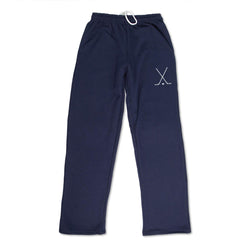 Hockey Fleece Sweatpants - Hockey Stick Silhouette [Navy/Adult Small] - SS