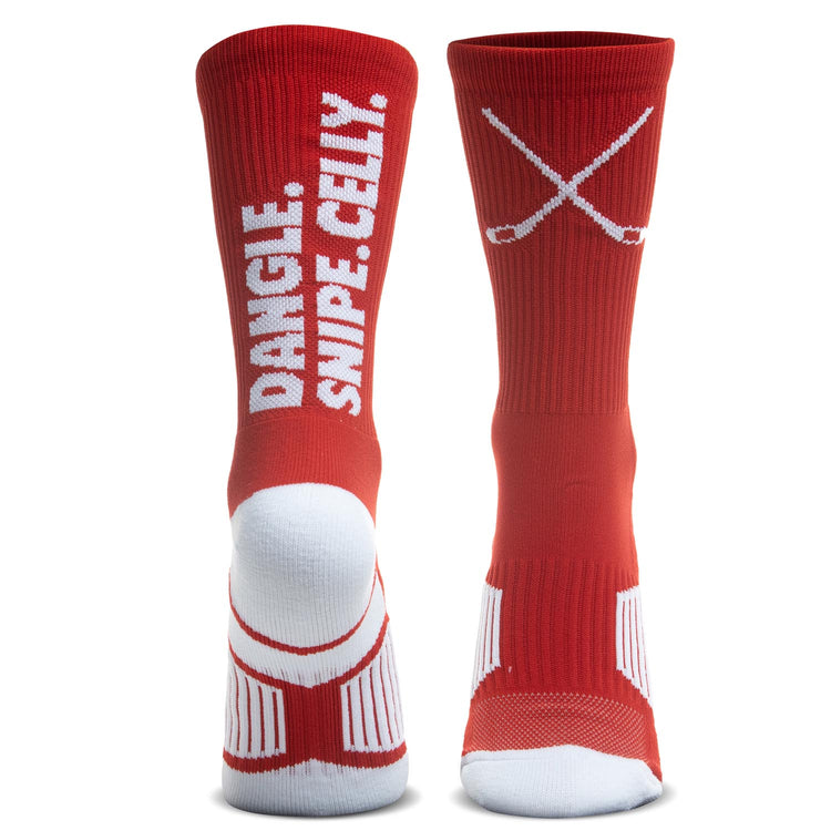 Hockey Woven Mid-Calf Socks - Dangle. Snipe. Celly.