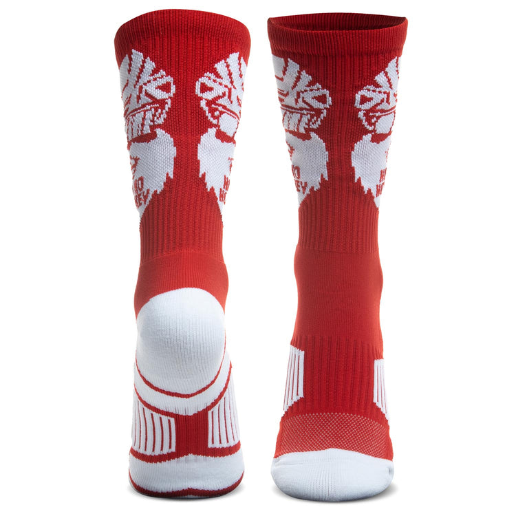 Hockey Woven Mid-Calf Socks - Ho Ho Hockey Santa