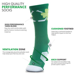 Hockey Woven Mid-Calf Socks - Shamrock Crossed Sticks