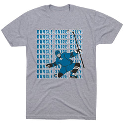 Hockey Short Sleeve T-Shirt - Dangle Snipe Celly Player [Gray/Youth Medium] - SS