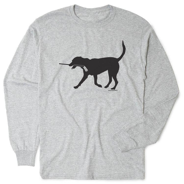 Hockey Tshirt Long Sleeve - Howe The Hockey Dog [Adult X-Large/Gray] - SS