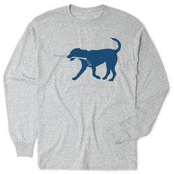 Hockey Tshirt Long Sleeve - Rockey The Hockey Dog [Adult Small/Gray] - SS