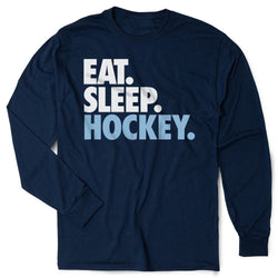 Hockey Tshirt Long Sleeve - Eat. Sleep. Hockey [Adult Medium/Navy] - SS