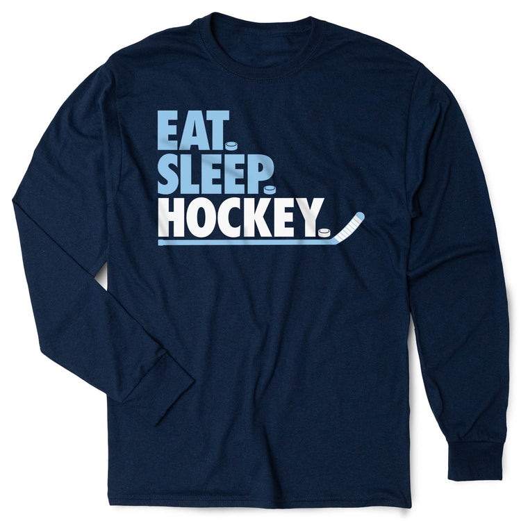 Hockey Tshirt Long Sleeve - Eat. Sleep. Hockey