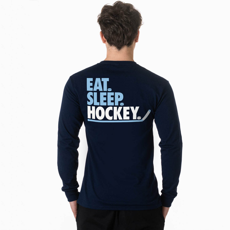 Hockey Tshirt Long Sleeve - Eat. Sleep. Hockey (Back Design)