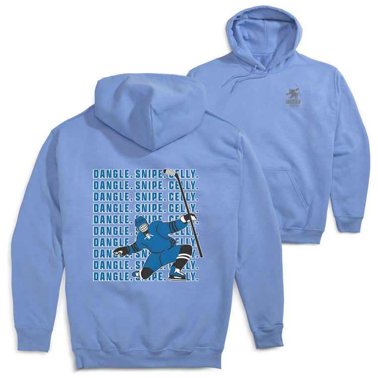 Hockey Hooded Sweatshirt - Dangle Snipe Celly Player (Back Design) [Carolina/Adult Small] - SS