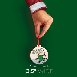 Hockey Round Ceramic Ornament - Dangle Snipe Celly Christmas!