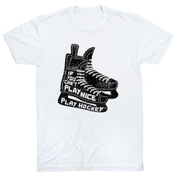 Hockey Short Sleeve T-Shirt - Play Hockey [Adult Small/White] - SS