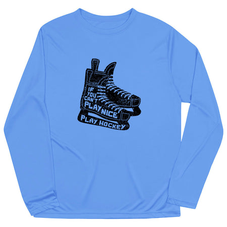 Hockey Long Sleeve Performance Tee - Play Hockey [Adult Medium/Light Blue] - SS