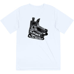 Hockey Short Sleeve Performance Tee - Play Hockey [Youth Medium/White] - SS