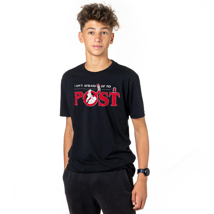 Hockey Short Sleeve T-Shirt - Ain't Afraid of No Post [Black/Youth Small] - SS