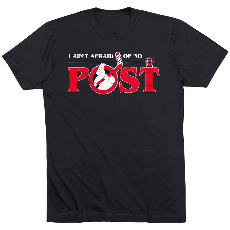 Hockey Short Sleeve T-Shirt - Ain't Afraid of No Post [Black/Adult Medium] - SS