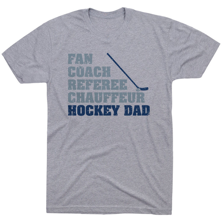Hockey Short Sleeve T-Shirt - All Star Hockey Dad [Adult Small/Gray] - SS